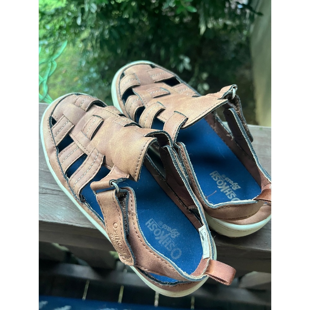 OshKosh Bgosh Anchor Brown Fisherman Sandals Boys Size 1M Woven Closed Toe